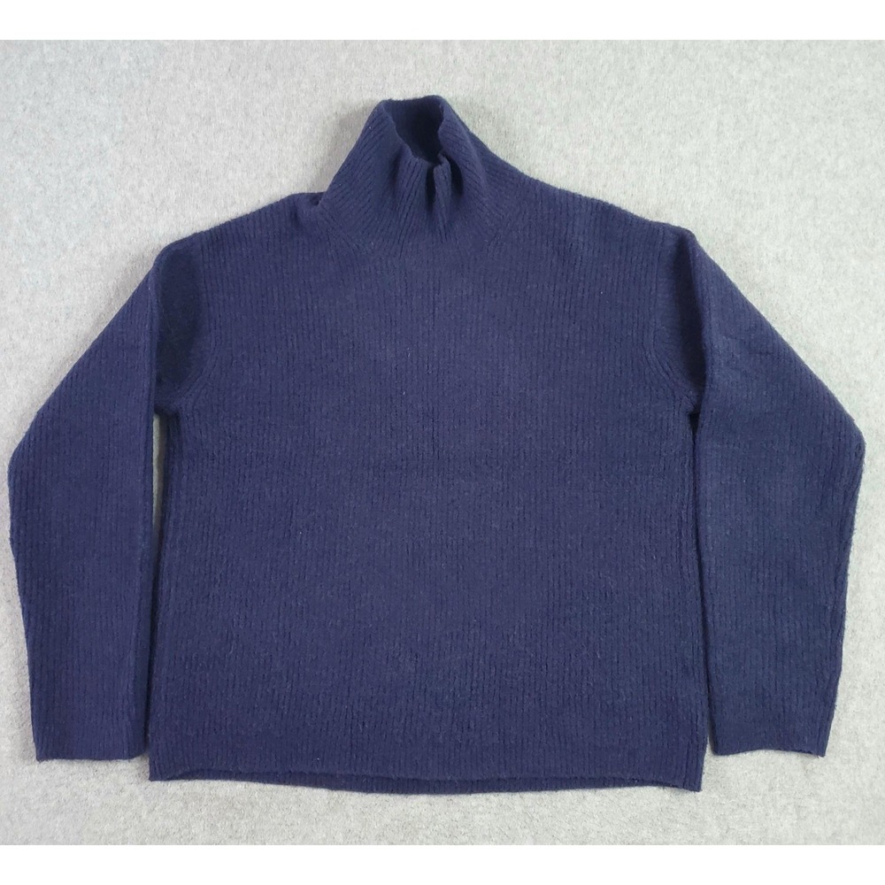 Uniqlo Sweater Mens Small Blue Wool Blend Turtleneck Knit Pullover Long Sleeve